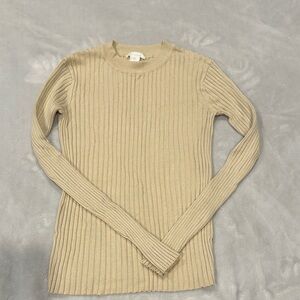 H&M Cream Ribbed Knit Top